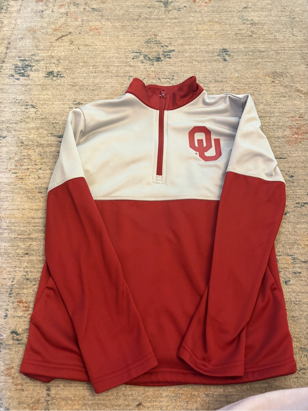 Oklahoma Sooners 1/4 Zip Pullover - Crimson and Cream